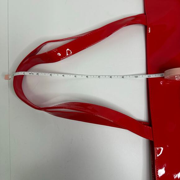 Carolina Herrera Good Girl Red Patent Tote Bag with Embossed Logo - Picture 4 of 12